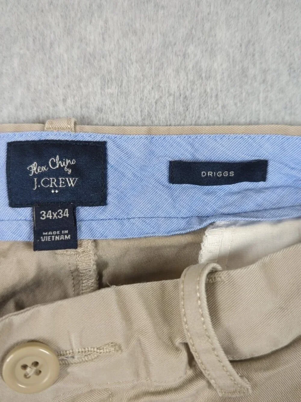 J Crew Driggs Flex Chino Pants Men's 34x34 (Actual 34x32) Beige Stretch